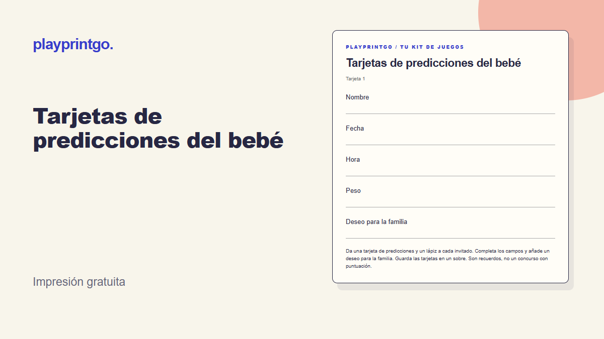 Tarjetas de predicciones del bebé - Vista previa