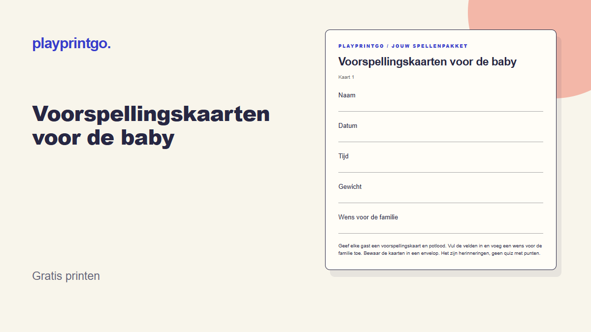 Voorspellingskaarten voor de baby - Voorbeeld