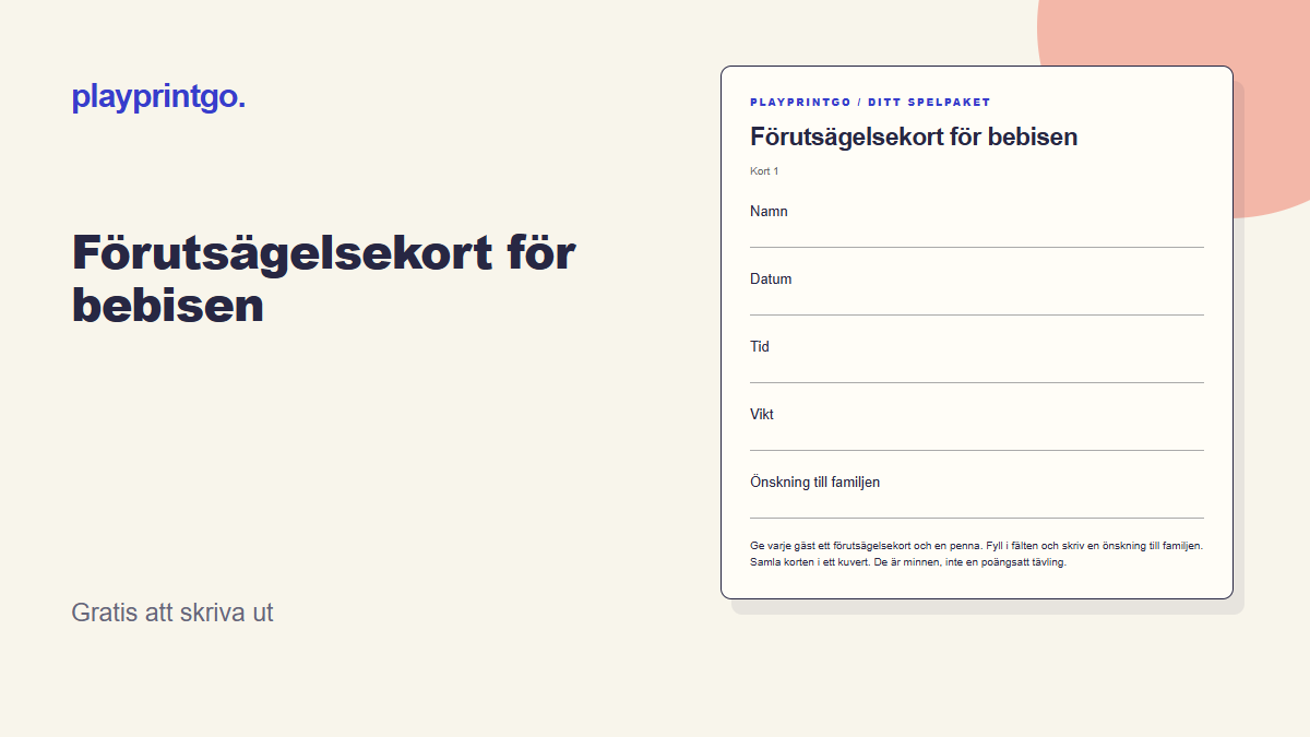 Förutsägelsekort för bebisen - Förhandsvisning