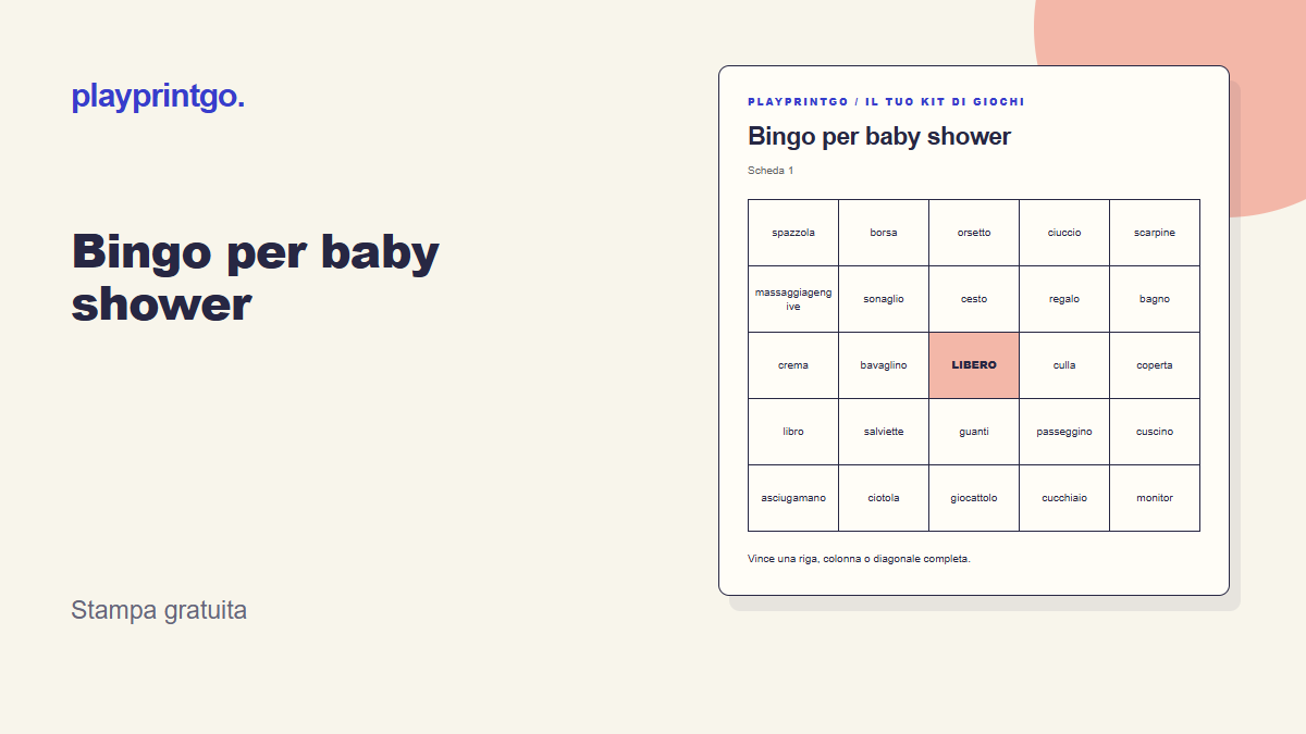 Bingo per baby shower - Anteprima