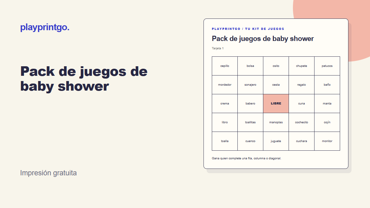 Pack de juegos de baby shower - Vista previa