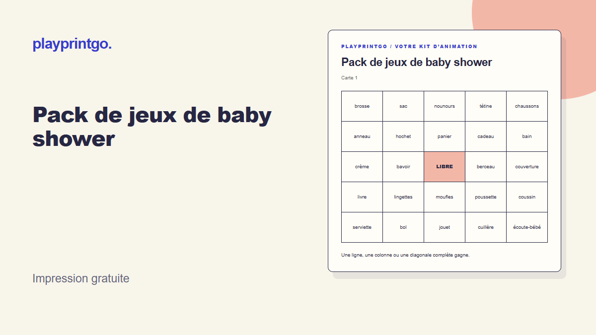 Pack de jeux de baby shower - Aperçu