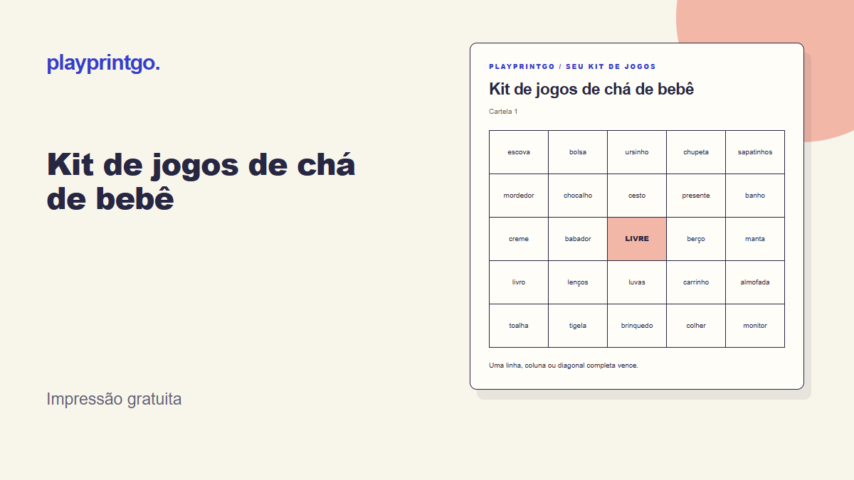 Kit de jogos de chá de bebê - Prévia