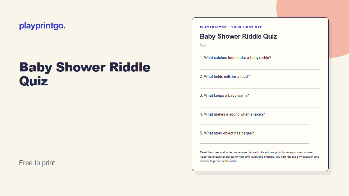 Baby Shower Riddle Quiz - Live preview