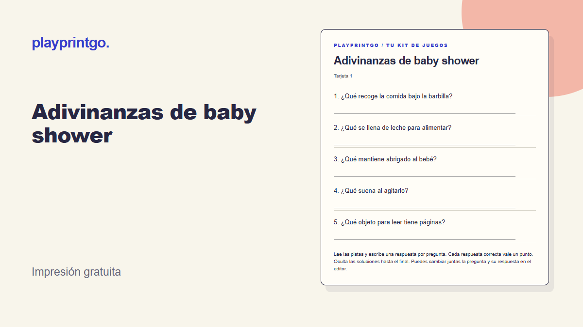 Adivinanzas de baby shower - Vista previa