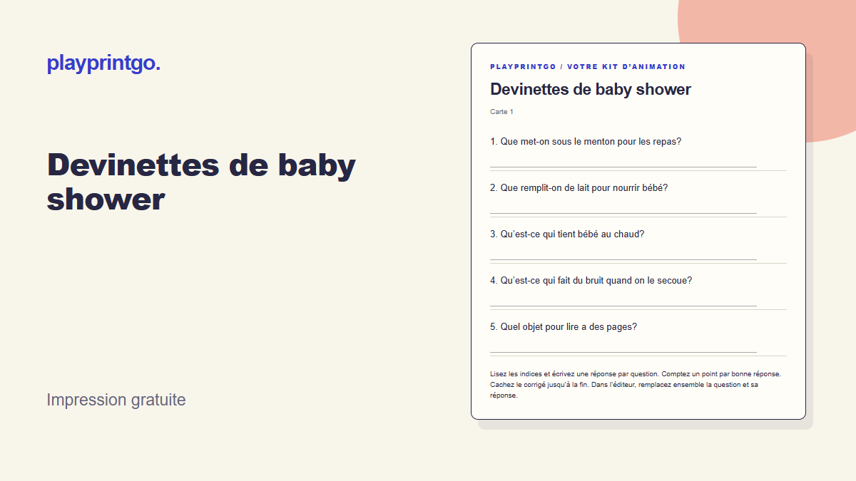 Devinettes de baby shower - Aperçu