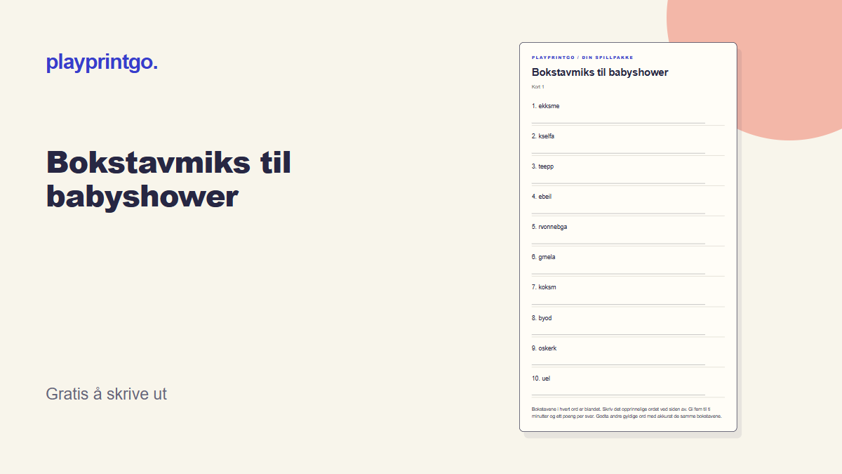 Bokstavmiks til babyshower - Forhåndsvisning