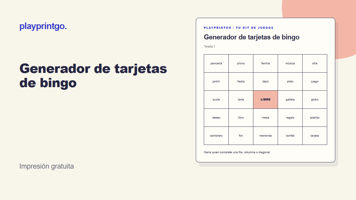 Generador de tarjetas de bingo - Vista previa