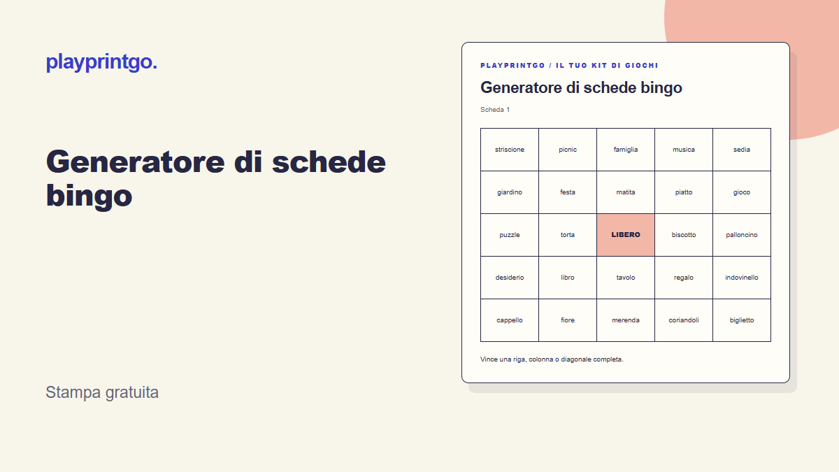 Generatore di schede bingo - Anteprima