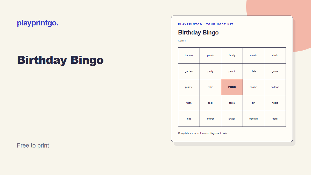 Birthday Bingo - Live preview