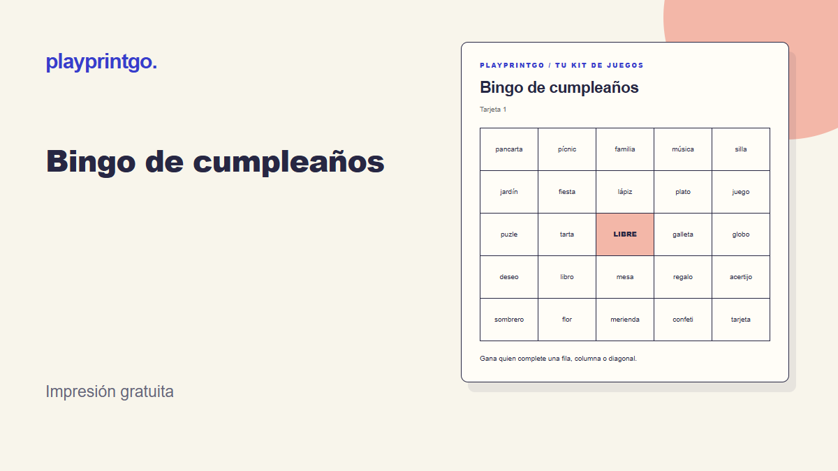Bingo de cumpleaños - Vista previa
