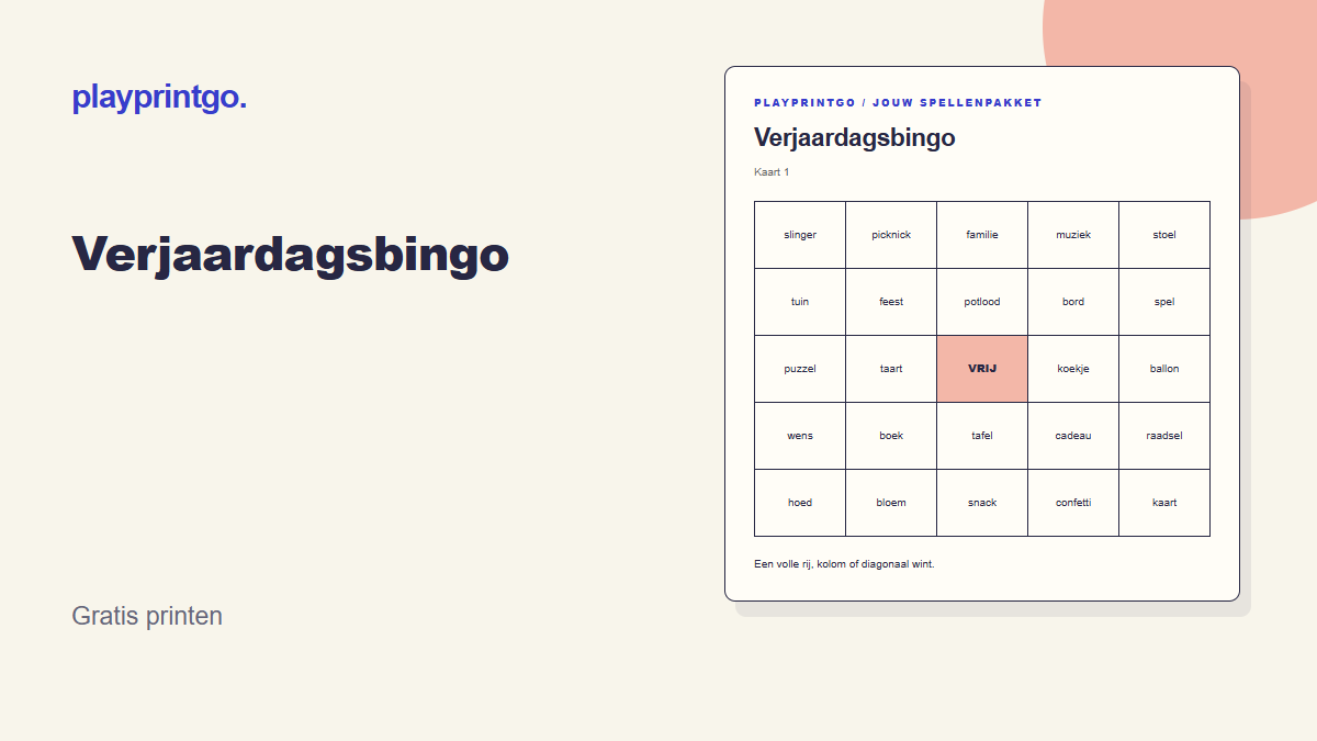 Verjaardagsbingo - Voorbeeld