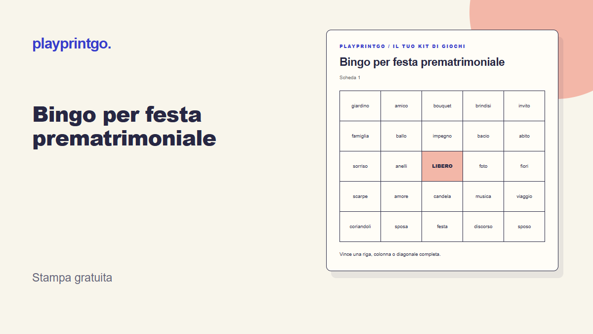 Bingo per festa prematrimoniale - Anteprima