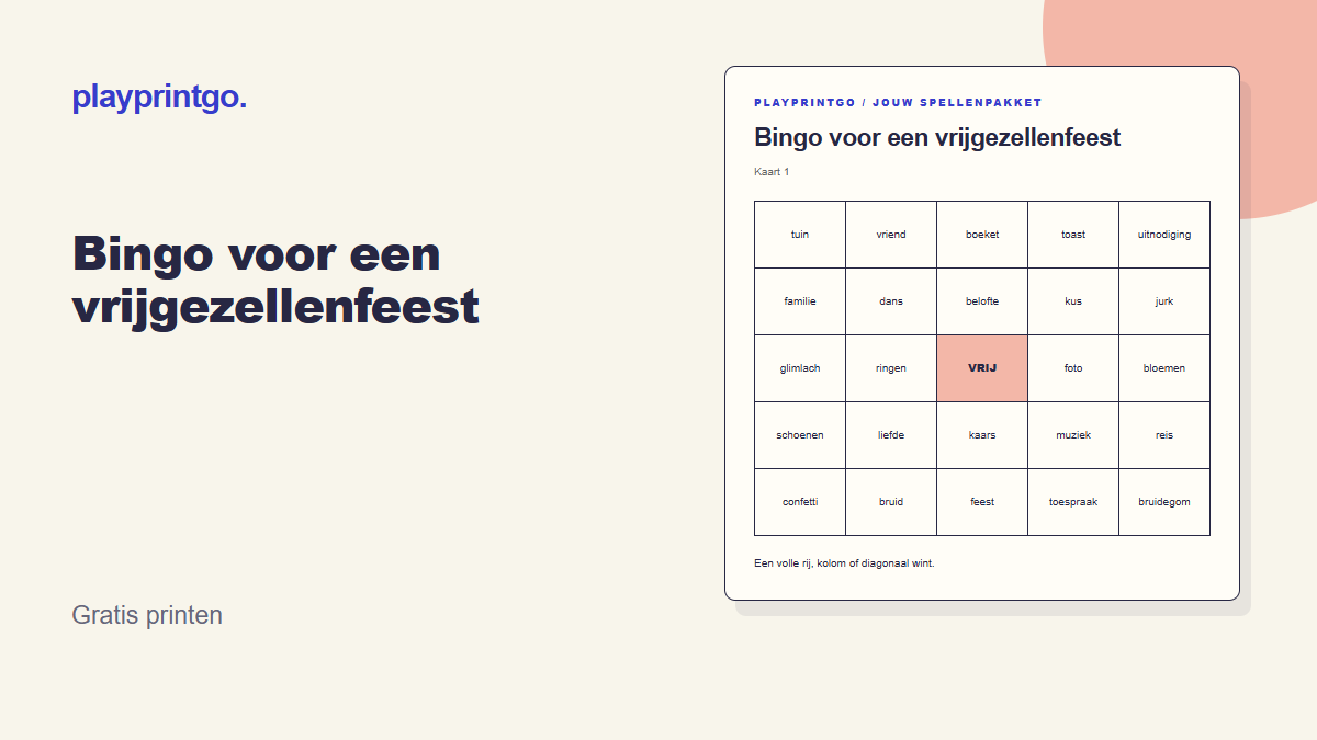 Bingo voor een vrijgezellenfeest - Voorbeeld