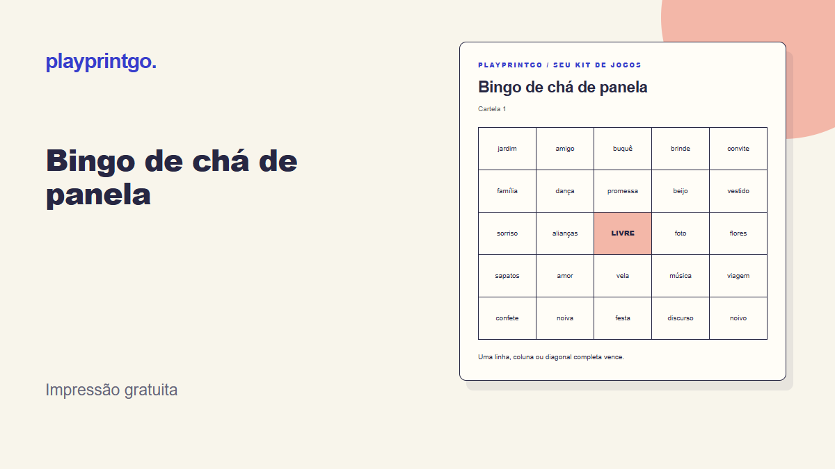 Bingo de chá de panela - Prévia