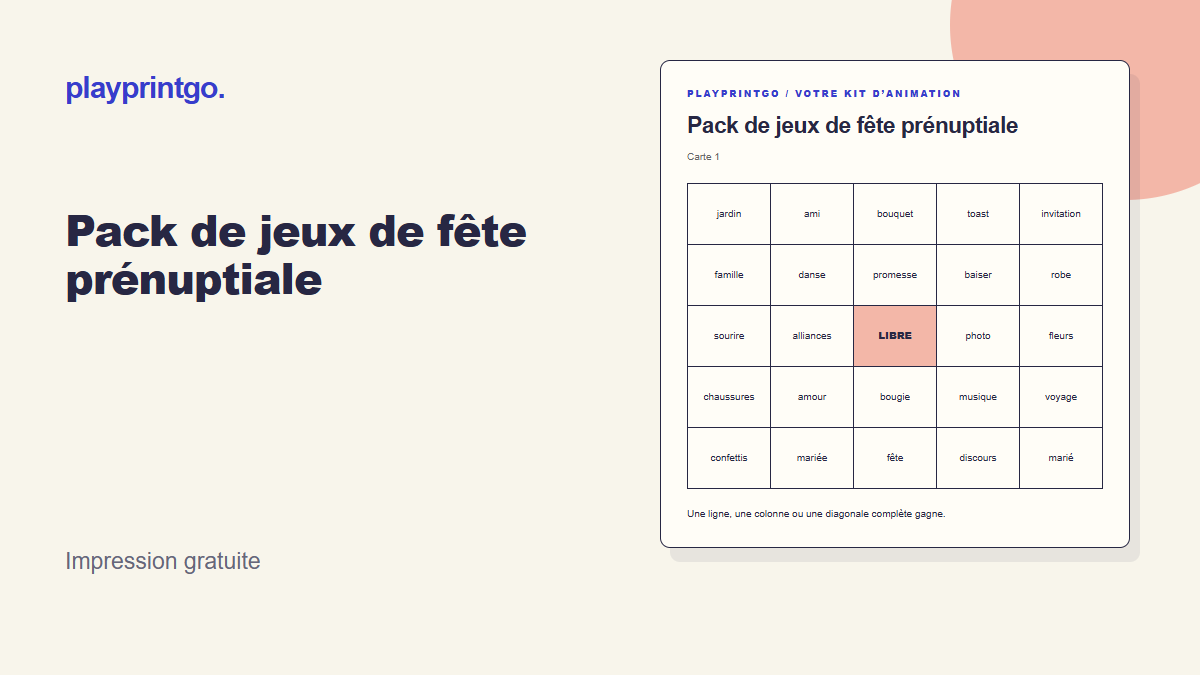 Pack de jeux de fête prénuptiale - Aperçu