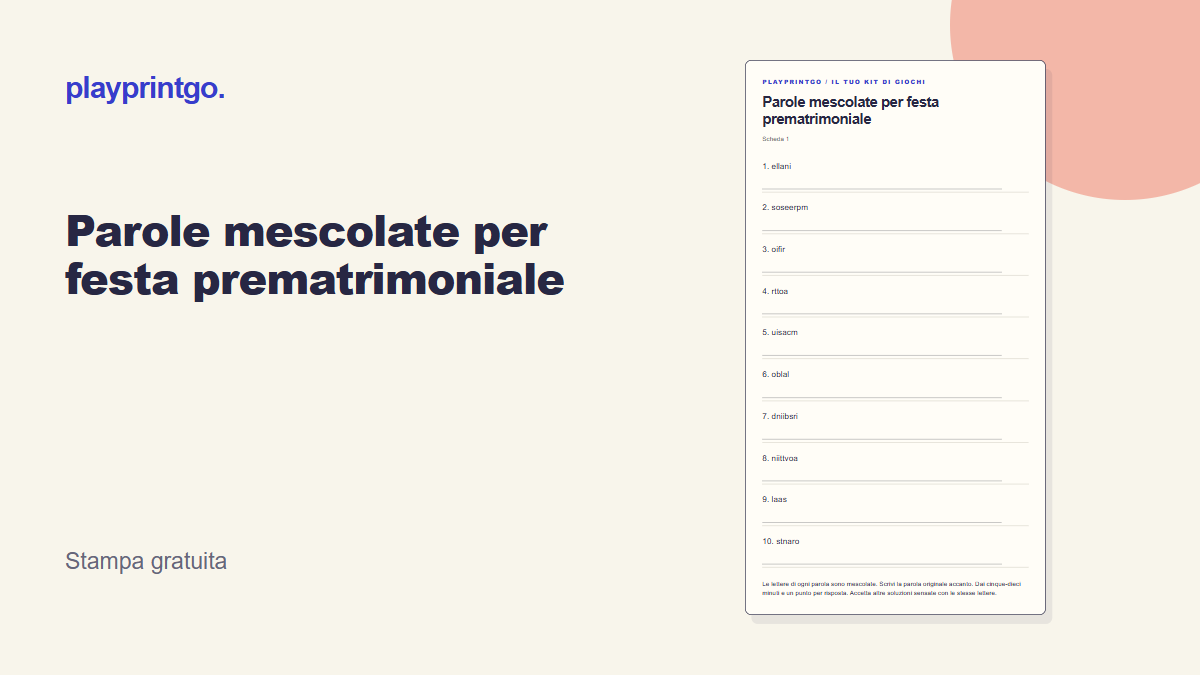 Parole mescolate per festa prematrimoniale - Anteprima