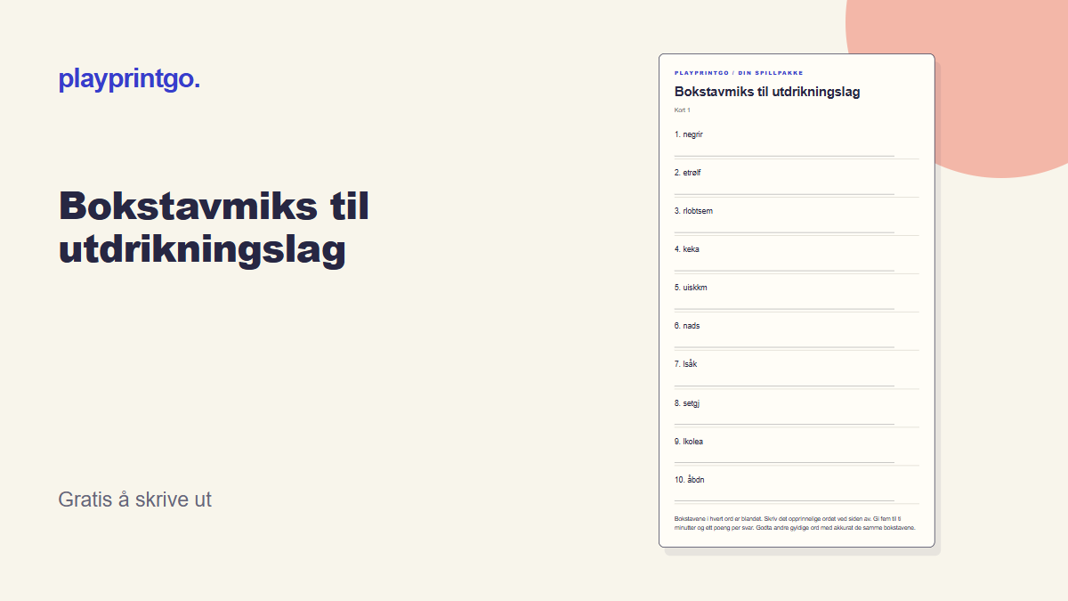 Bokstavmiks til utdrikningslag - Forhåndsvisning