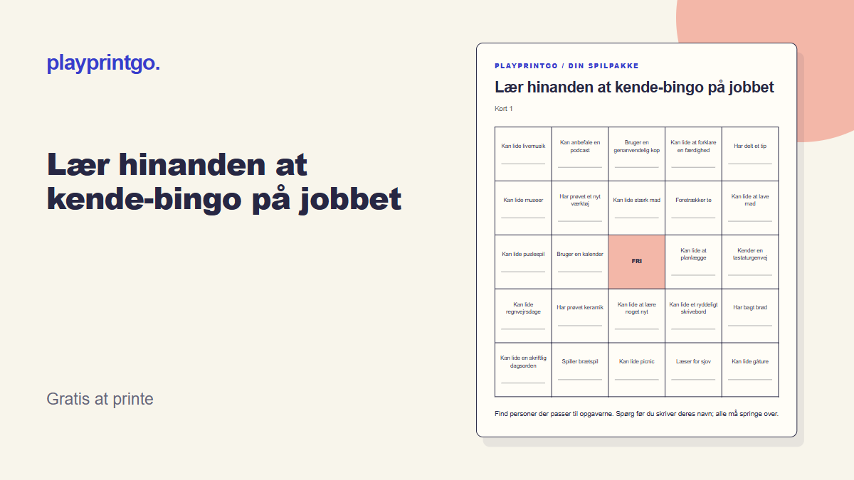 Lær hinanden at kende-bingo på jobbet - Forhåndsvisning