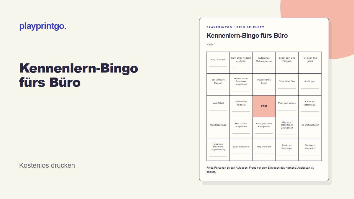 Kennenlern-Bingo fürs Büro - Vorschau