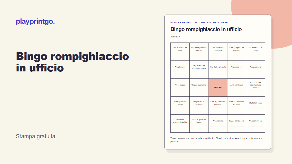 Bingo rompighiaccio in ufficio - Anteprima