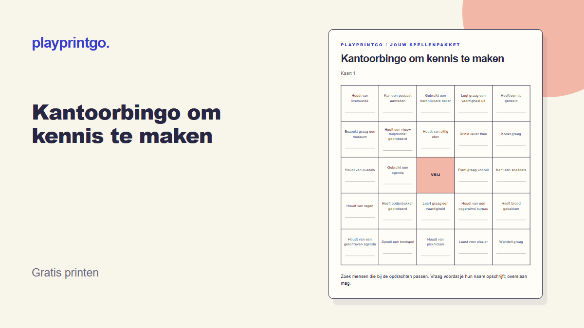 Kantoorbingo om kennis te maken - Voorbeeld