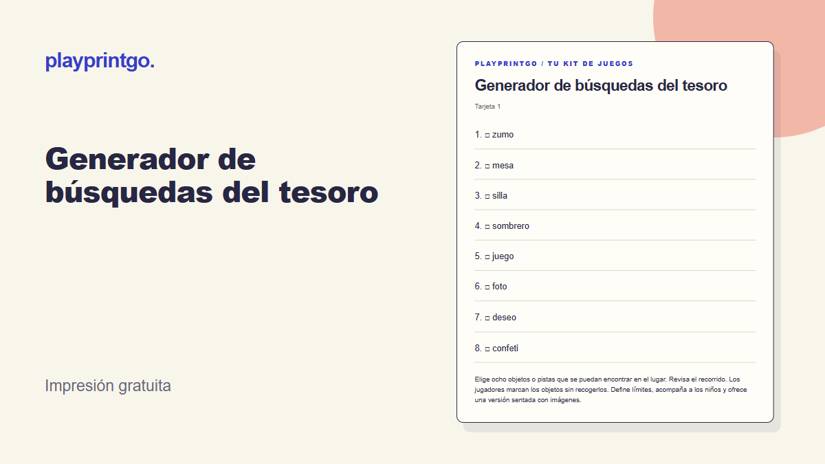 Generador de búsquedas del tesoro - Vista previa