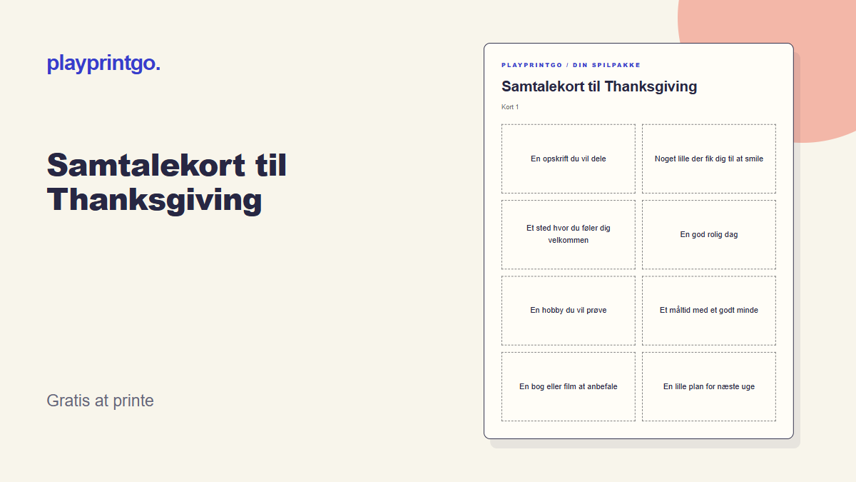 Samtalekort til Thanksgiving - Forhåndsvisning