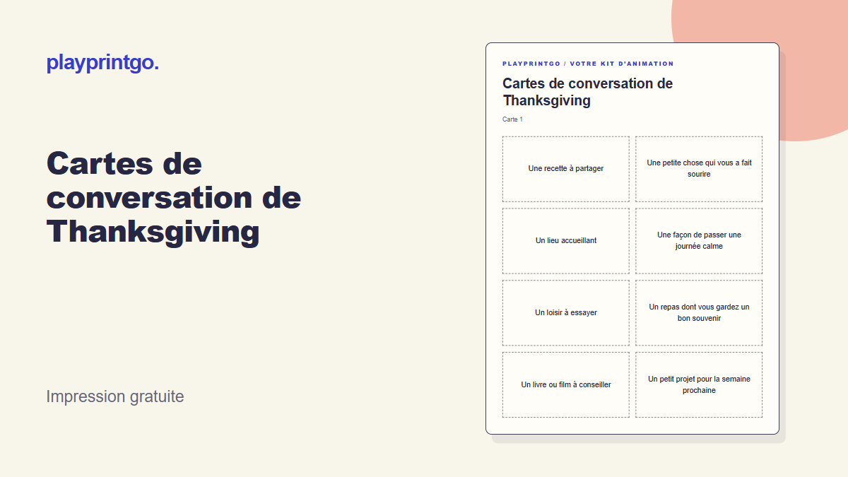 Cartes de conversation de Thanksgiving - Aperçu