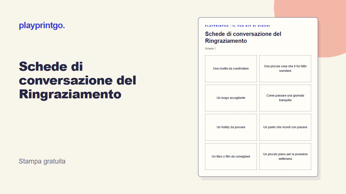 Schede di conversazione del Ringraziamento - Anteprima