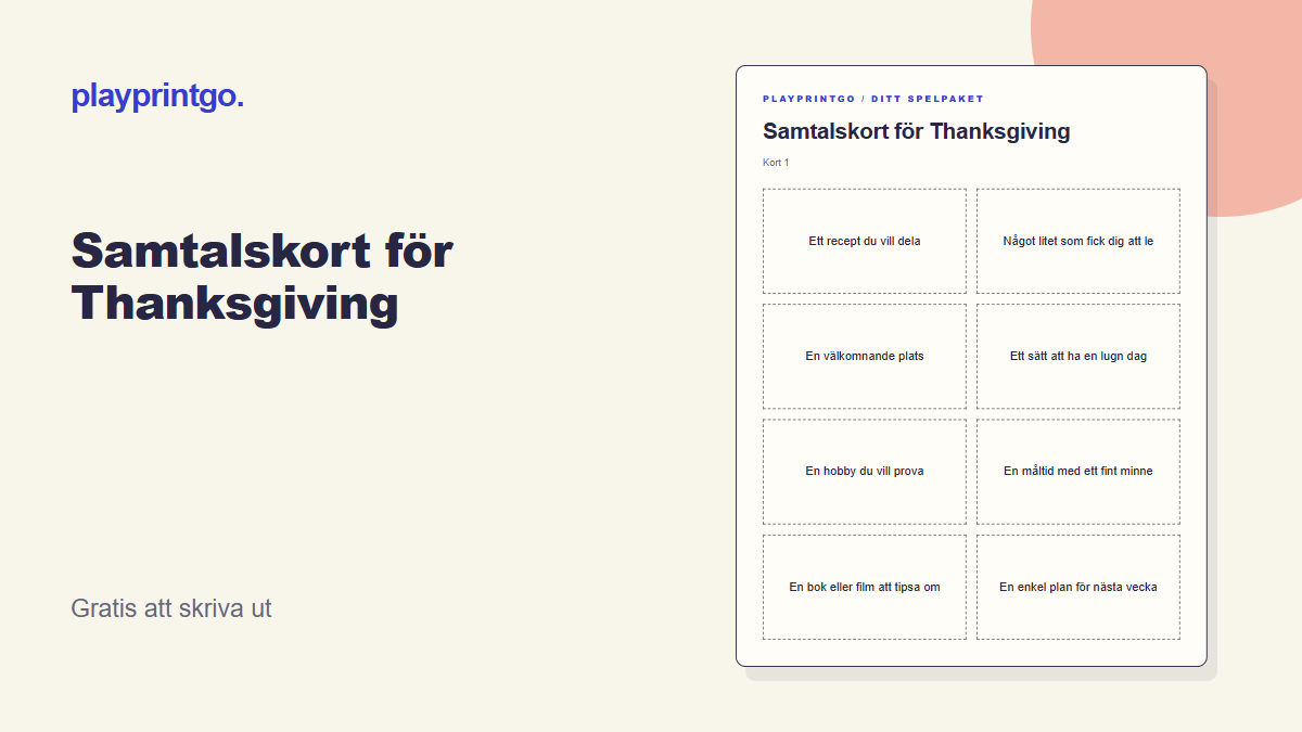 Samtalskort för Thanksgiving - Förhandsvisning