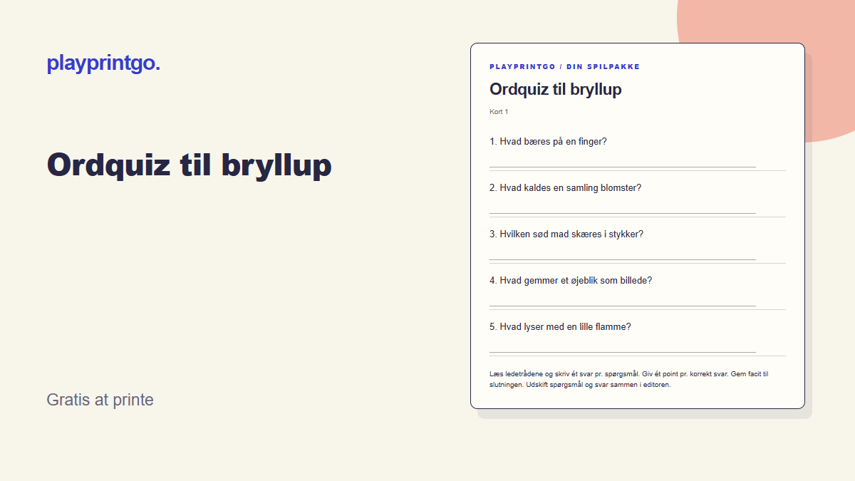 Ordquiz til bryllup - Forhåndsvisning