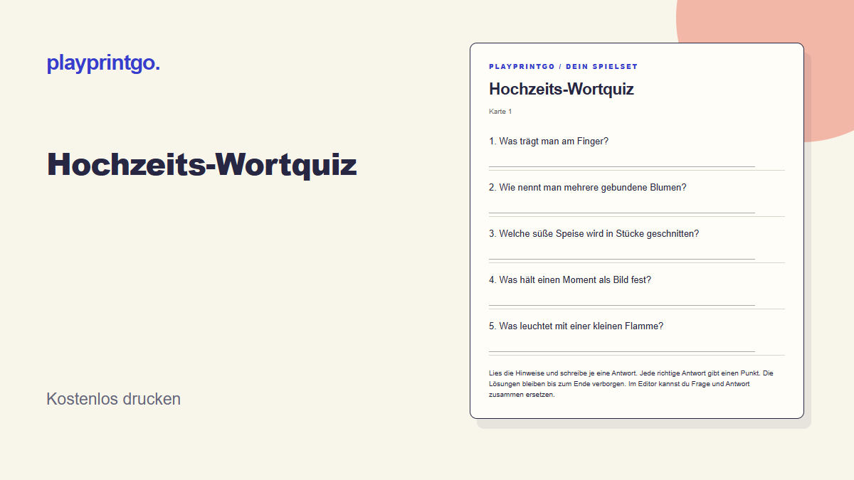 Hochzeits-Wortquiz - Vorschau