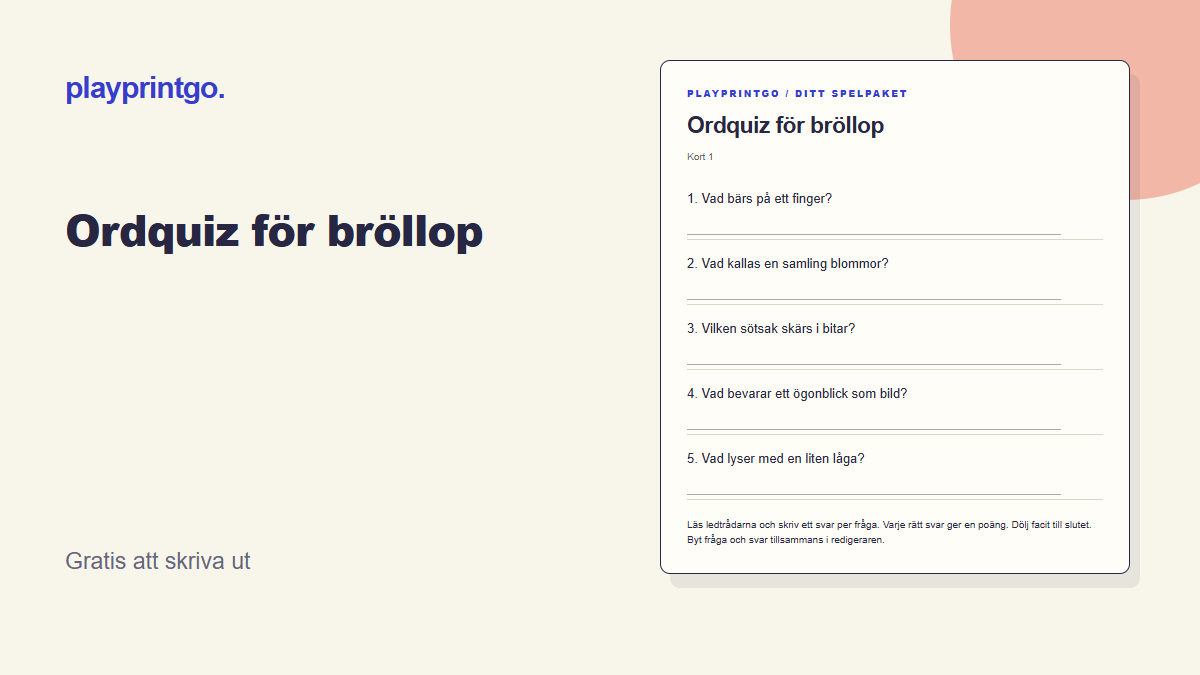Ordquiz för bröllop - Förhandsvisning