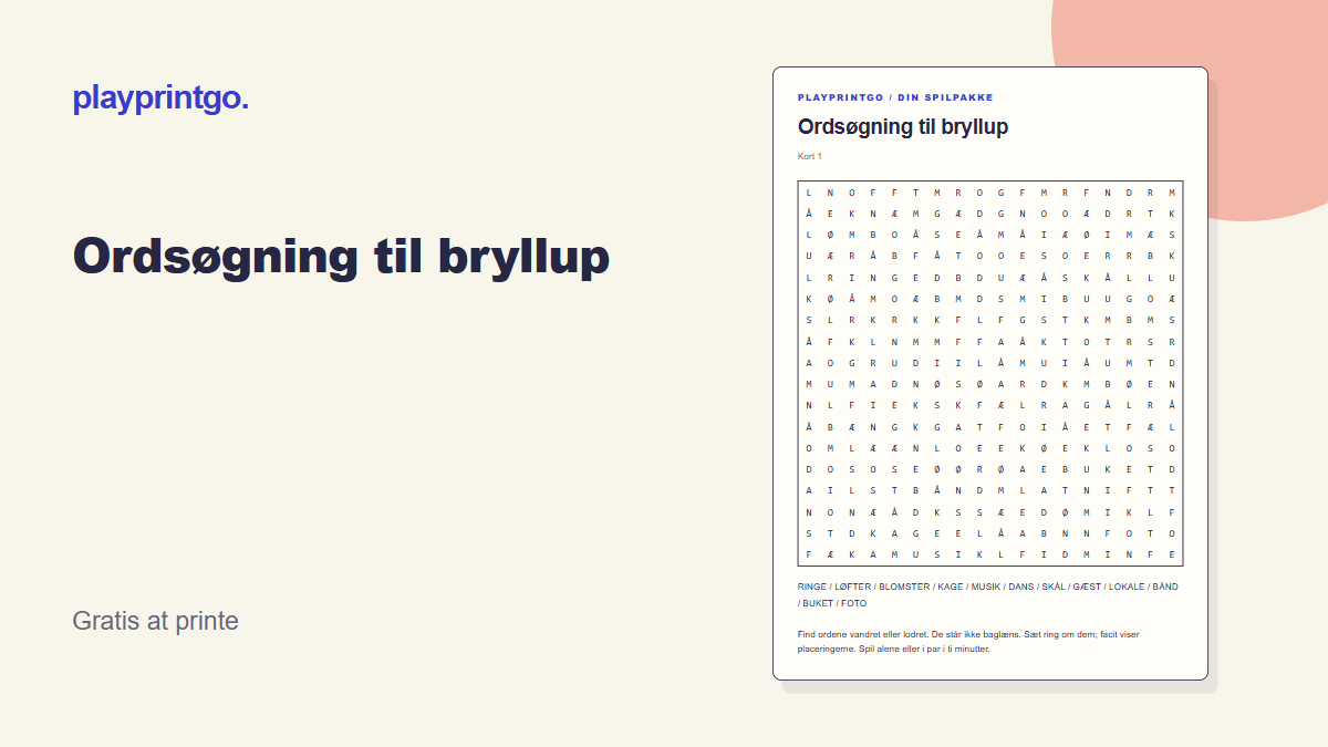 Ordsøgning til bryllup - Forhåndsvisning