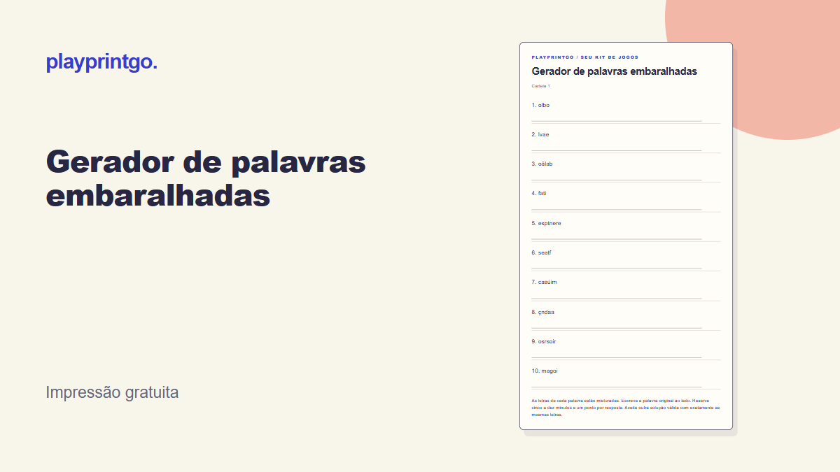 Gerador de palavras embaralhadas - Prévia