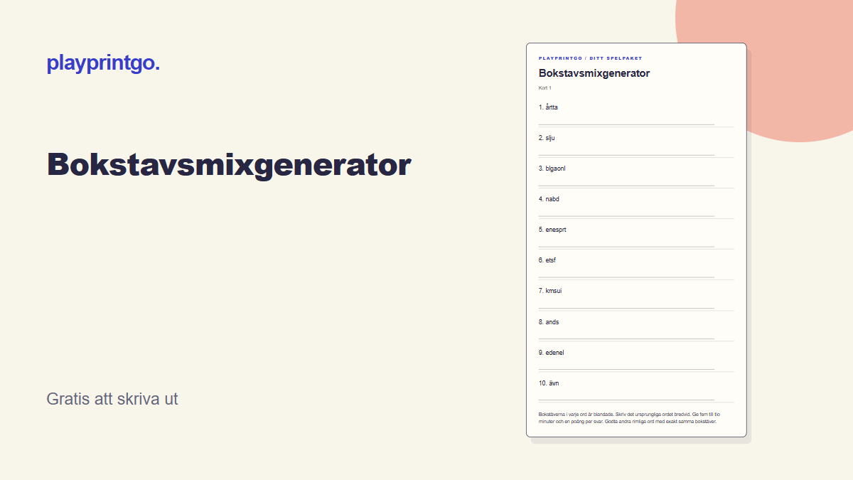 Bokstavsmixgenerator - Förhandsvisning