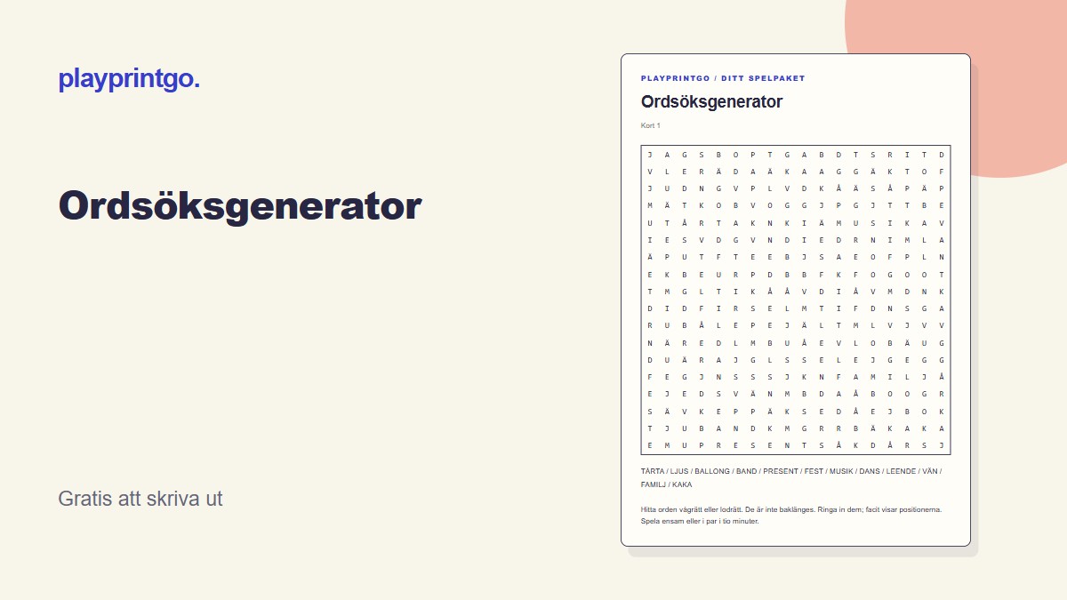 Ordsöksgenerator - Förhandsvisning